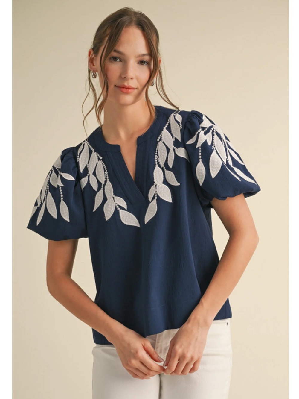 Jodifl Embroidered Puff Sleeve Top
